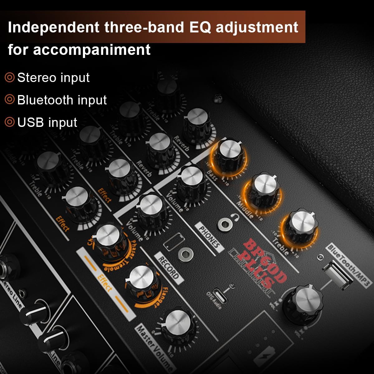 Coolmusic 300W Professional Acoustic Guitar Amp with 7 Inputs, Studio-Grade Reverb/Chorus/Delay/Tremolo/Phaser/Flanger, 3-Band EQ | 3-Year Warranty(BP60D-PLUS)