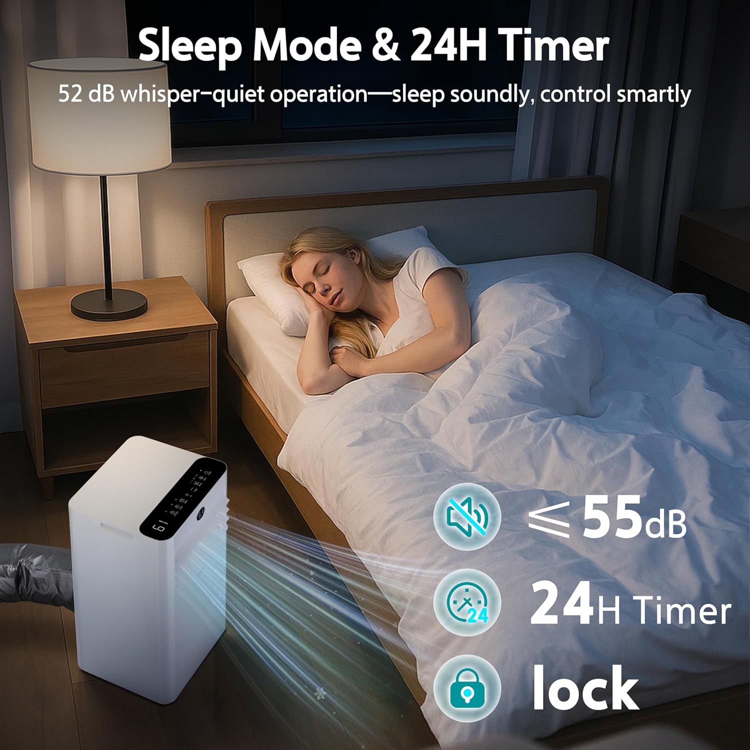 10,000 BTU Portable Air Conditioner for Rooms up to 450 Sq.Ft, 4-in-1 Cooling/Dry/Fan/Sleep Mode, Remote Control, High Low Speed, Window Kit Included, White