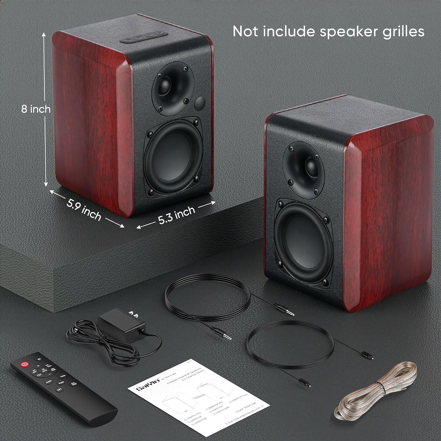 Saiyin Powered Bluetooth Bookshelf Speakers with 3.75