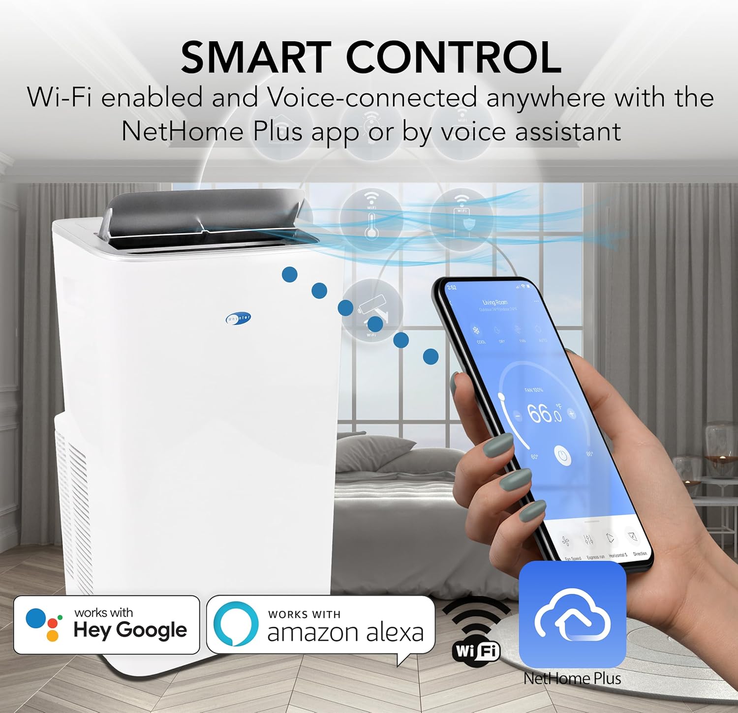 Whynter Portable Air Conditioner 12,000 BTU with Dehumidifier, Cooling Fan & Smart Wi-Fi for 450 Sq Ft Rooms, Includes AC Unit Window Kit, ARC-0850XP (8,000 BTU SACC), White