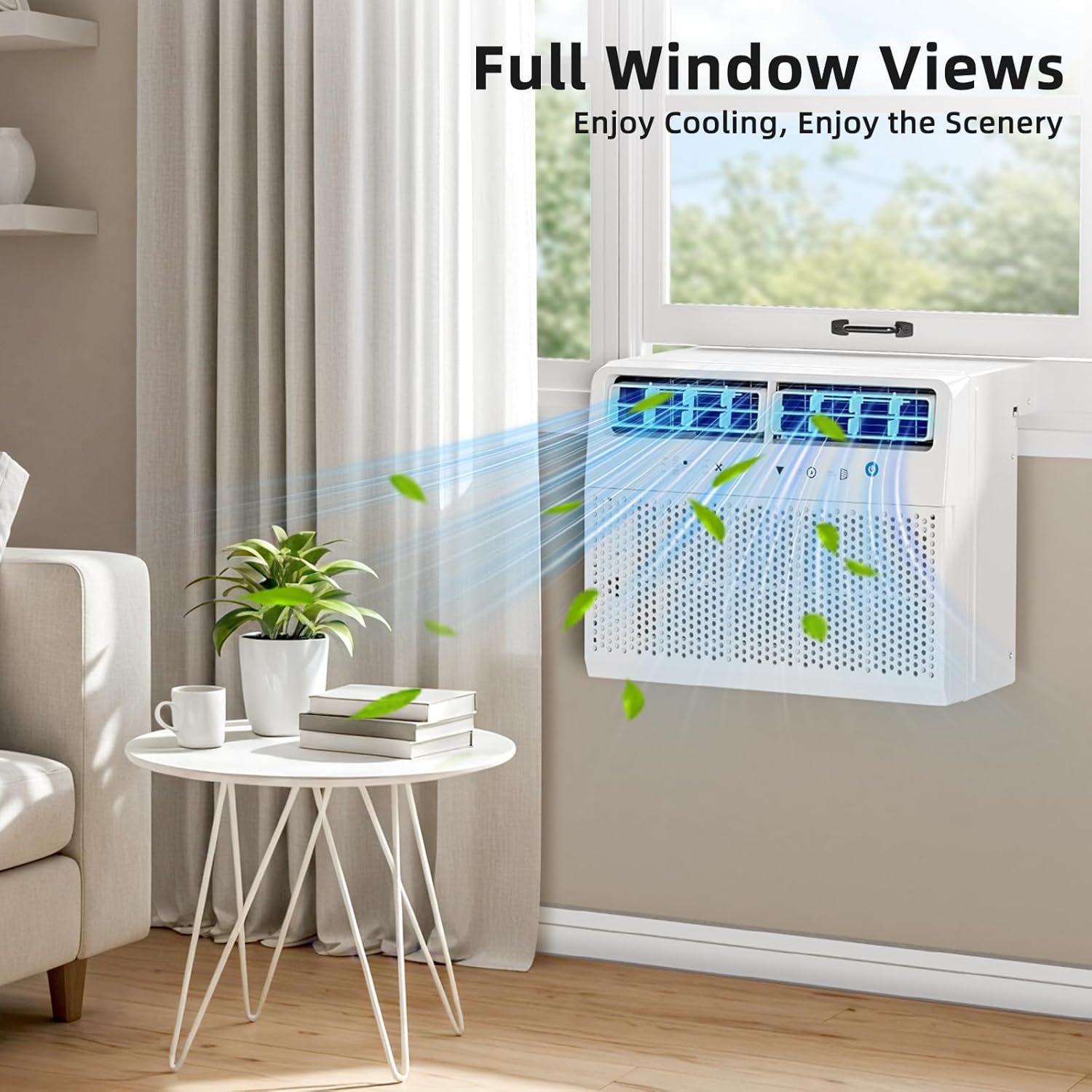 Antarctic Star 10,000 BTU U-Shaped Air Conditioner Window Unit Cools up to 450 Sq.ft, Ultra Quiet Window Air Conditioner with Full Window View, Energy Saving Window AC Units, Easy to install, White