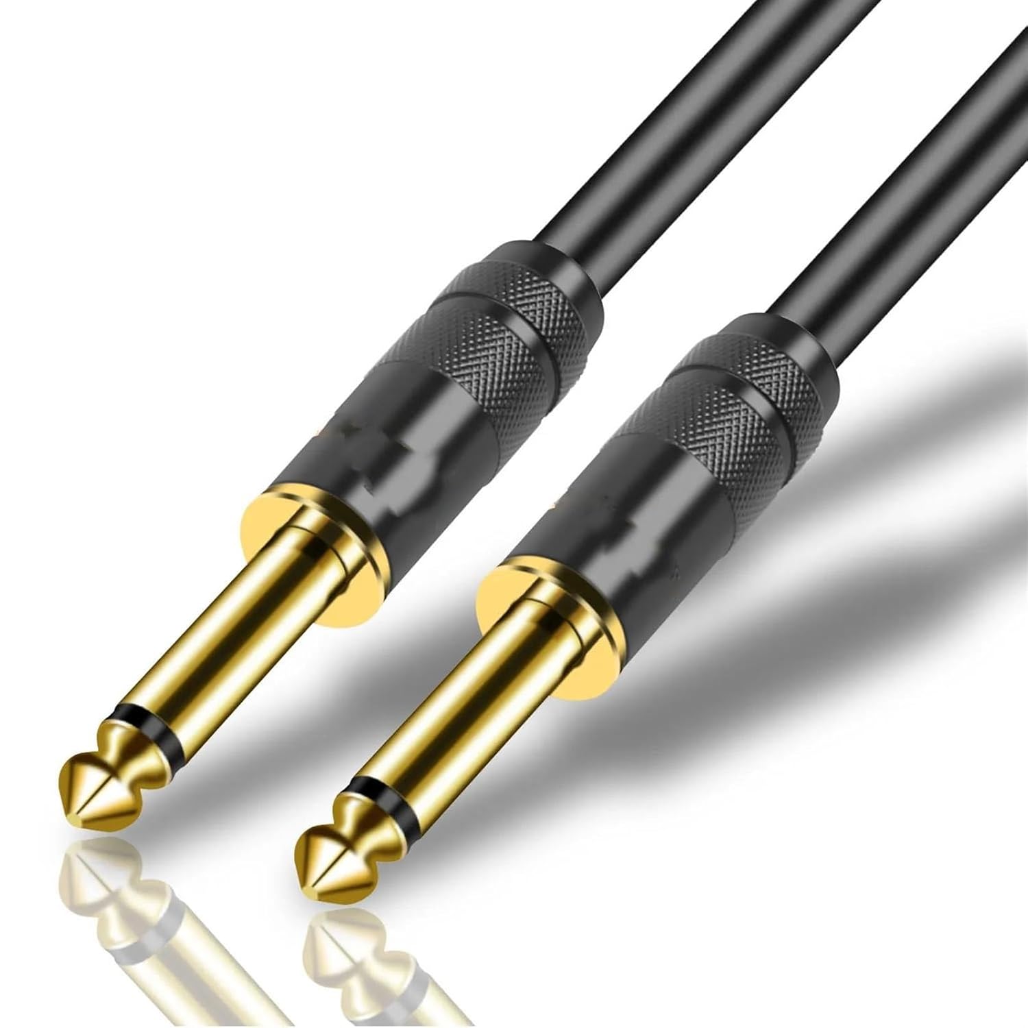 TSTS Guitar Audio Cable 1/4 Inch Straight Instrument Cable 6.35mm to 6.35mm Stereo Professional Guitar Cable for Guitar Amplifier Keyboard(Pack of 2,5m)