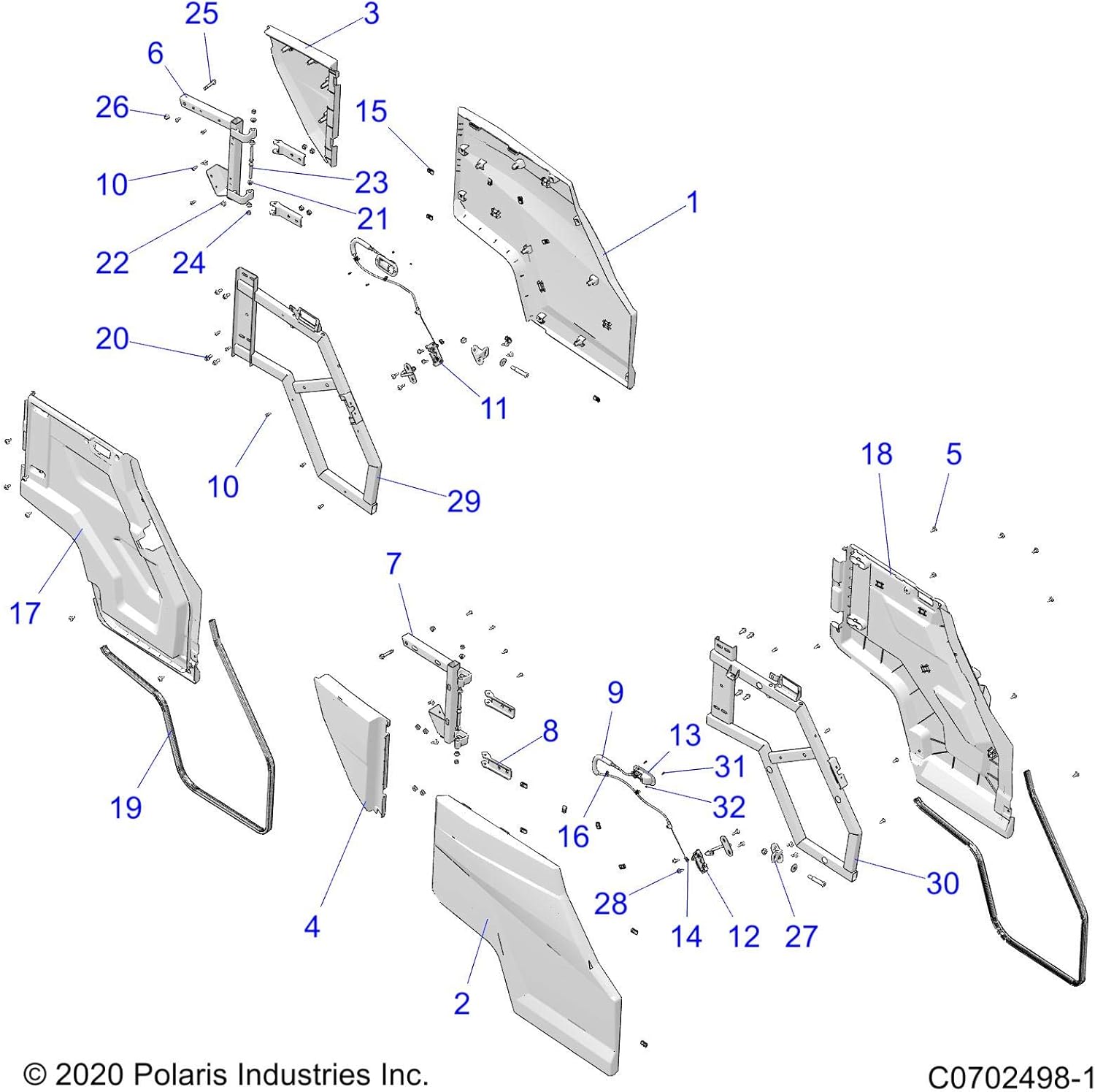 Polaris Ranger Bolster Weld, Rear, Left, Matte Black, Genuine OEM Part 1022761-458, Qty 1
