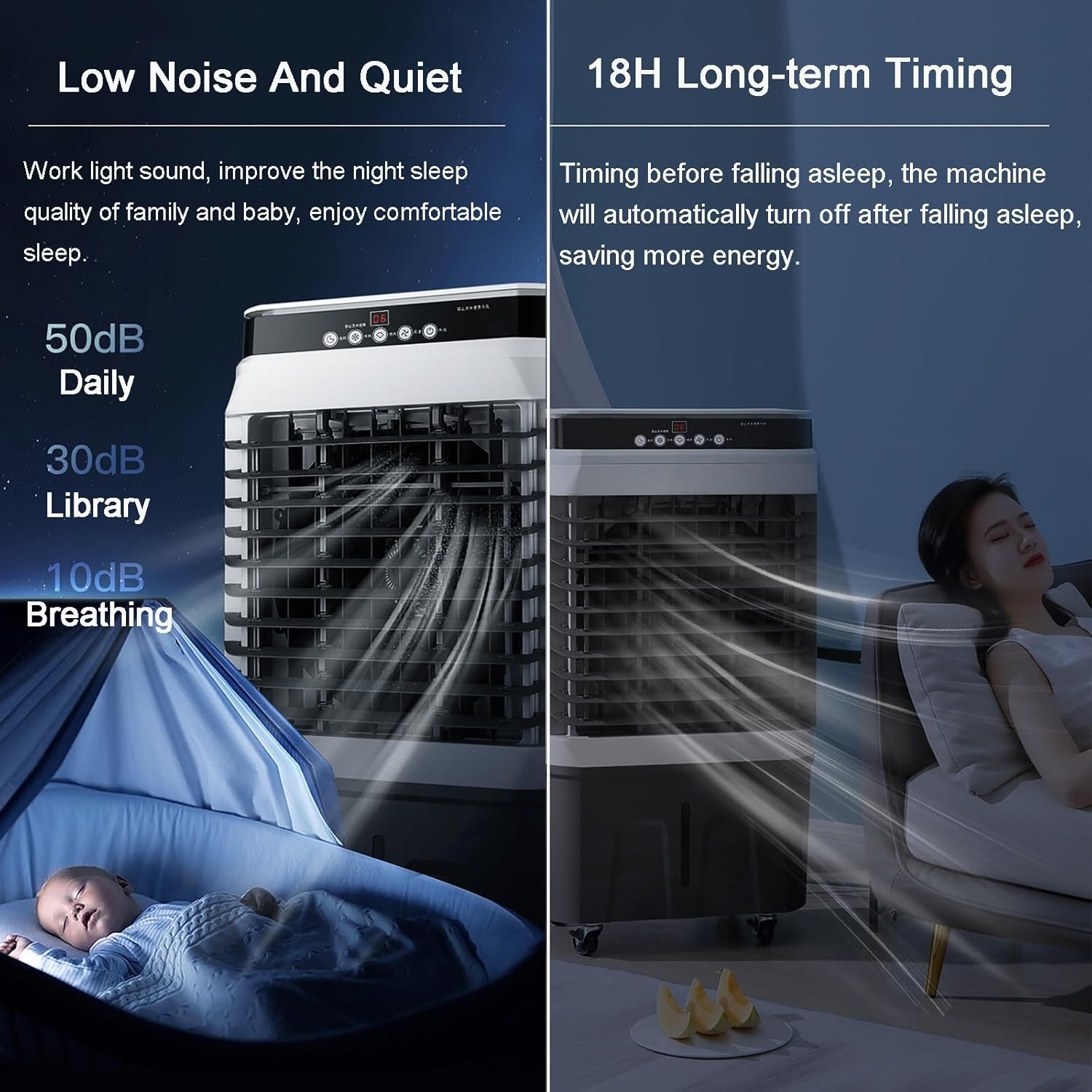 40L Evaporative Air Cooler, Portable Air Conditioner/Cooling Fan/Humidifier with 3 Modes/Speeds, 120°Oscillation, 4 Ice Packs for Outdoor Indoor Use (Color : Mechanical, Size : 41x32x90cm)