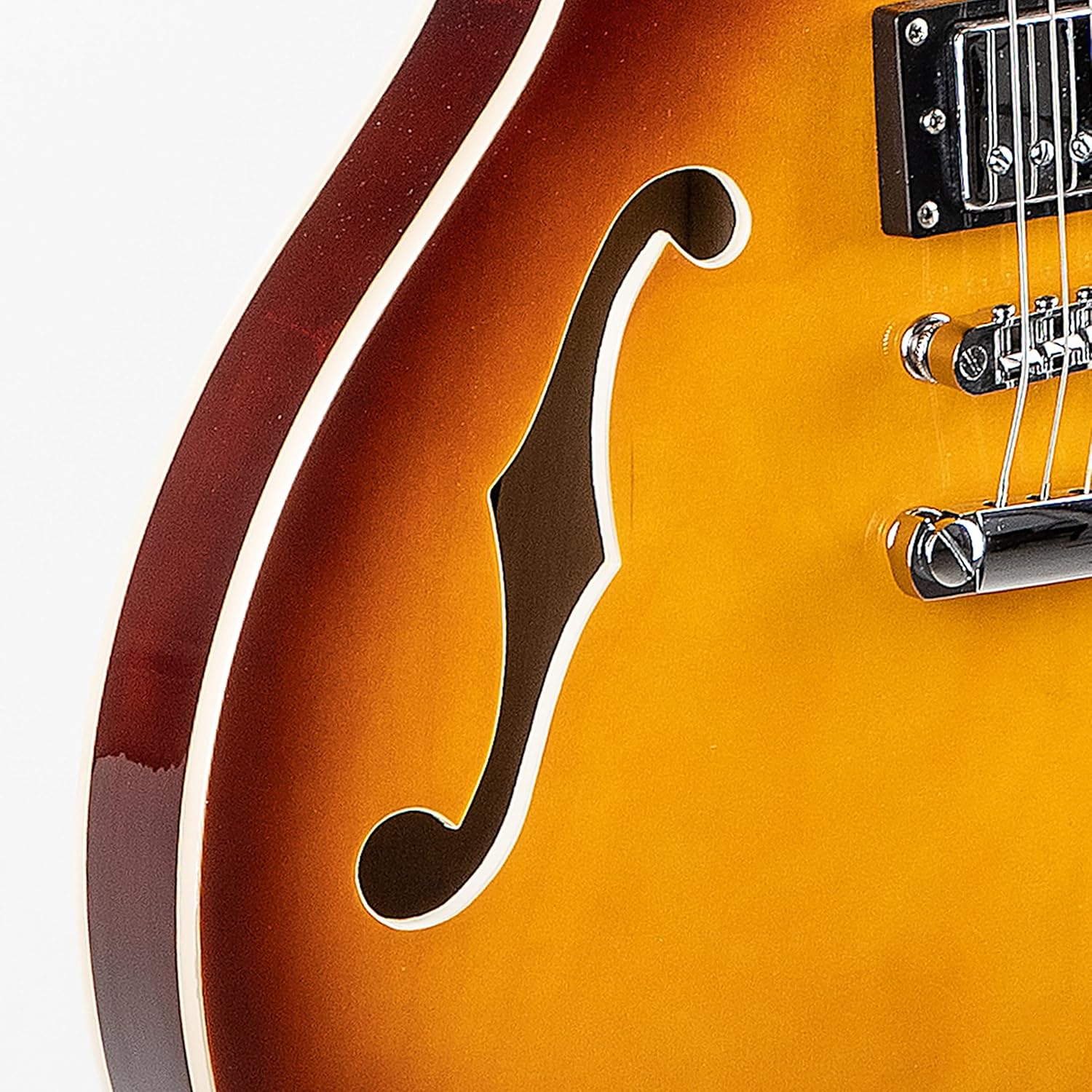 Grote Full Scale Electric Guitar Semi-Hollow Body Guitar Stainless Steel Frets (Vintage Sunburst)