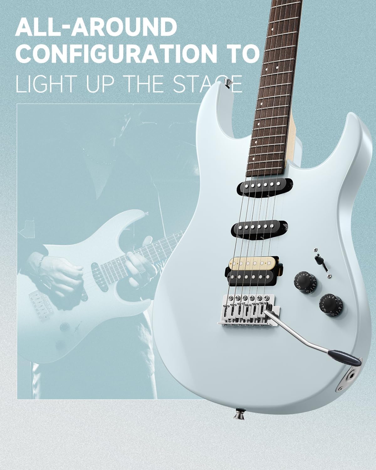 Donner DMT-66 39 Inch Full Size Electric Guitar for Beginner, Starter Electric Guitar Kit with Bag, Gray and Mini Electric Amp