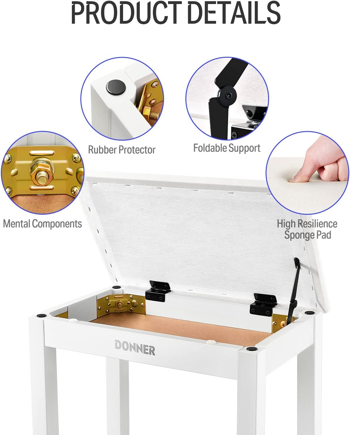 Donner DEP-20 White Digital Piano + White Piano Bench