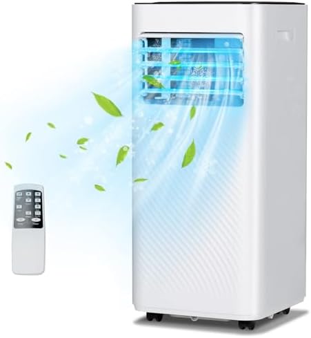 DORTALA Portable Air Conditioners 8000 BTU, 3 in 1 AC Cooling Unit with Remote Control, Dehumidifier, 24H Timer, Window Kit, Personal Standing AC for Bedroom, Dorm,White+Black