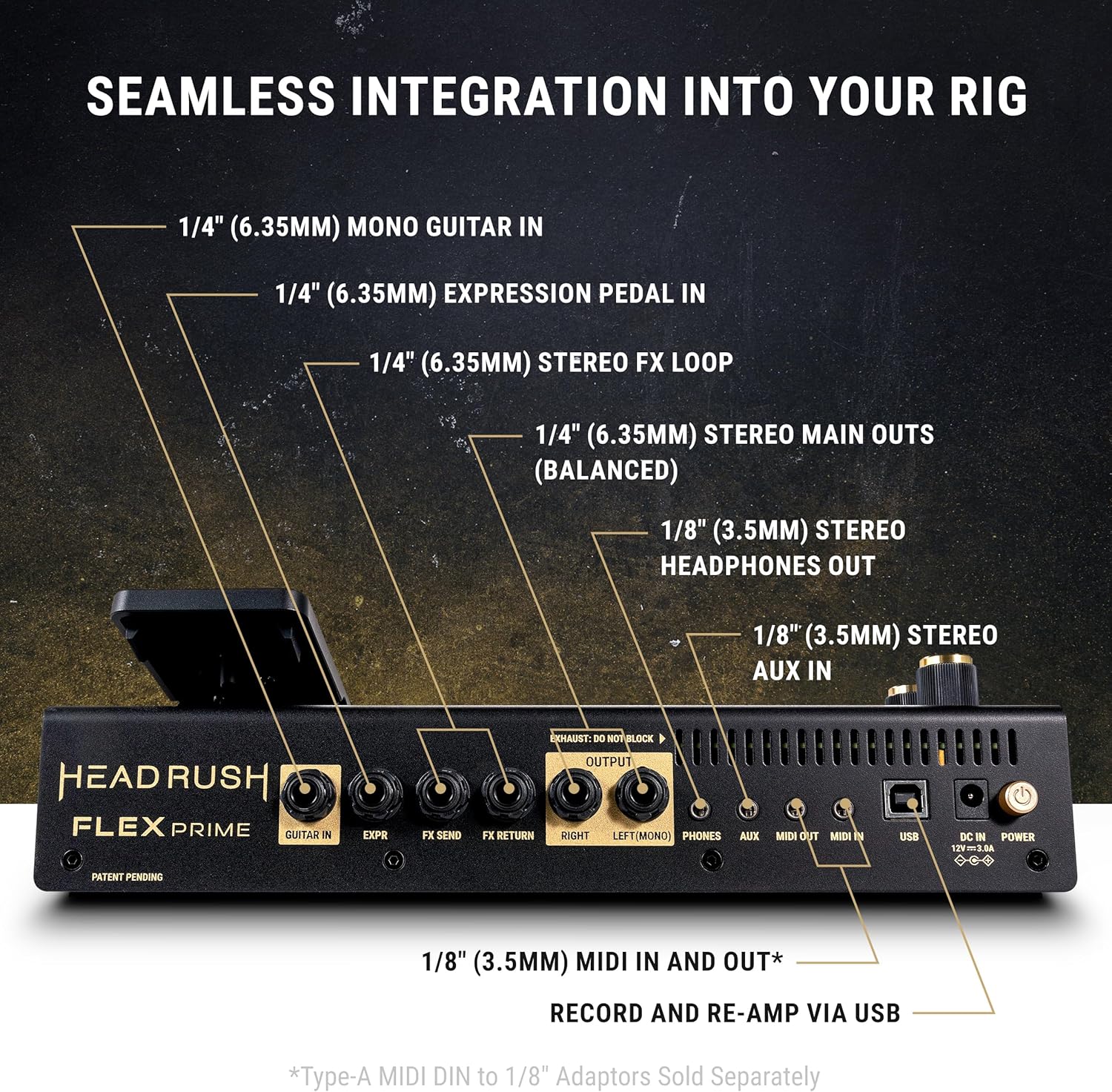 HeadRush Flex Prime - Guitar and Bass Multi Effects Pedal and Amp Modeling Processor with Touchscreen, Looper, Wi-Fi, Bluetooth, IR Loader, USB, Lessons