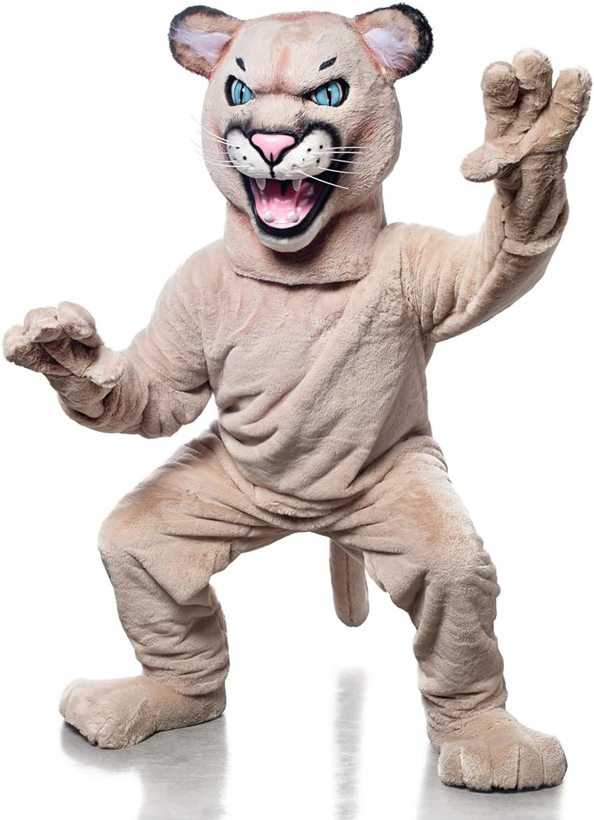 TCDesignerProducts Puma Cougar Mascot Costume Orange Black, School Spirit Sports Fan Gear, Football Cheerleader Accessories, Homecoming