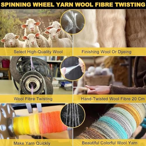 Smart Yarn Spinner Machine - Electric Wool Wheel, 120g Capacity Pet Hair Spinner with Foot Switch, 12V Drum Carder, Adjustable Speed, Forward/Reverse Function, 3 Spools, Blue