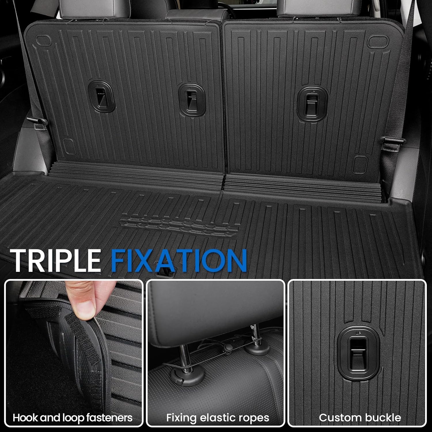 Floor Mats Set for 2026 Hyundai Palisade 7&8 Seats (Only Gas), All Weather TPE Cargo Liner Backrest Mats Trunk Lower Mat Accessories (2026 | Floor Mats Set)