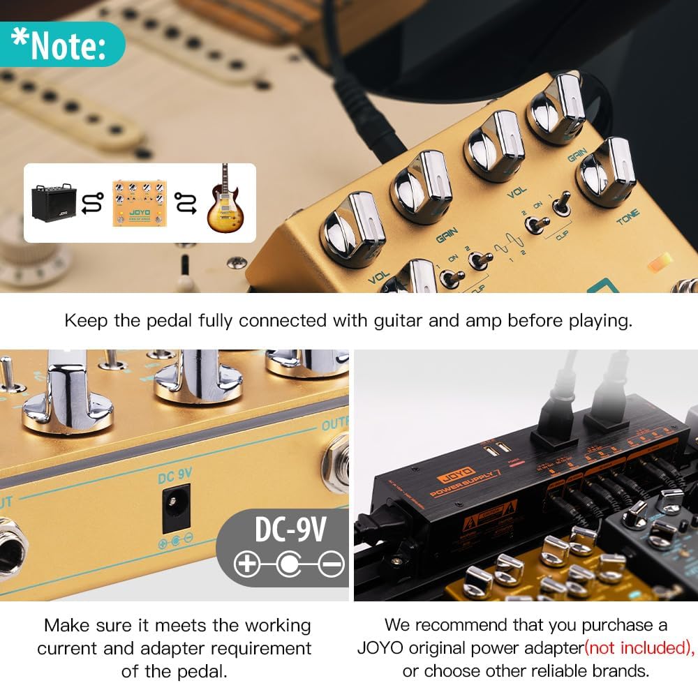 JOYO Dual Crunch Pure Analog Circuit Overdrive Effect Pedal with Independent Clipping for Electric Guitar - True Bypass (King of Kings R-20)