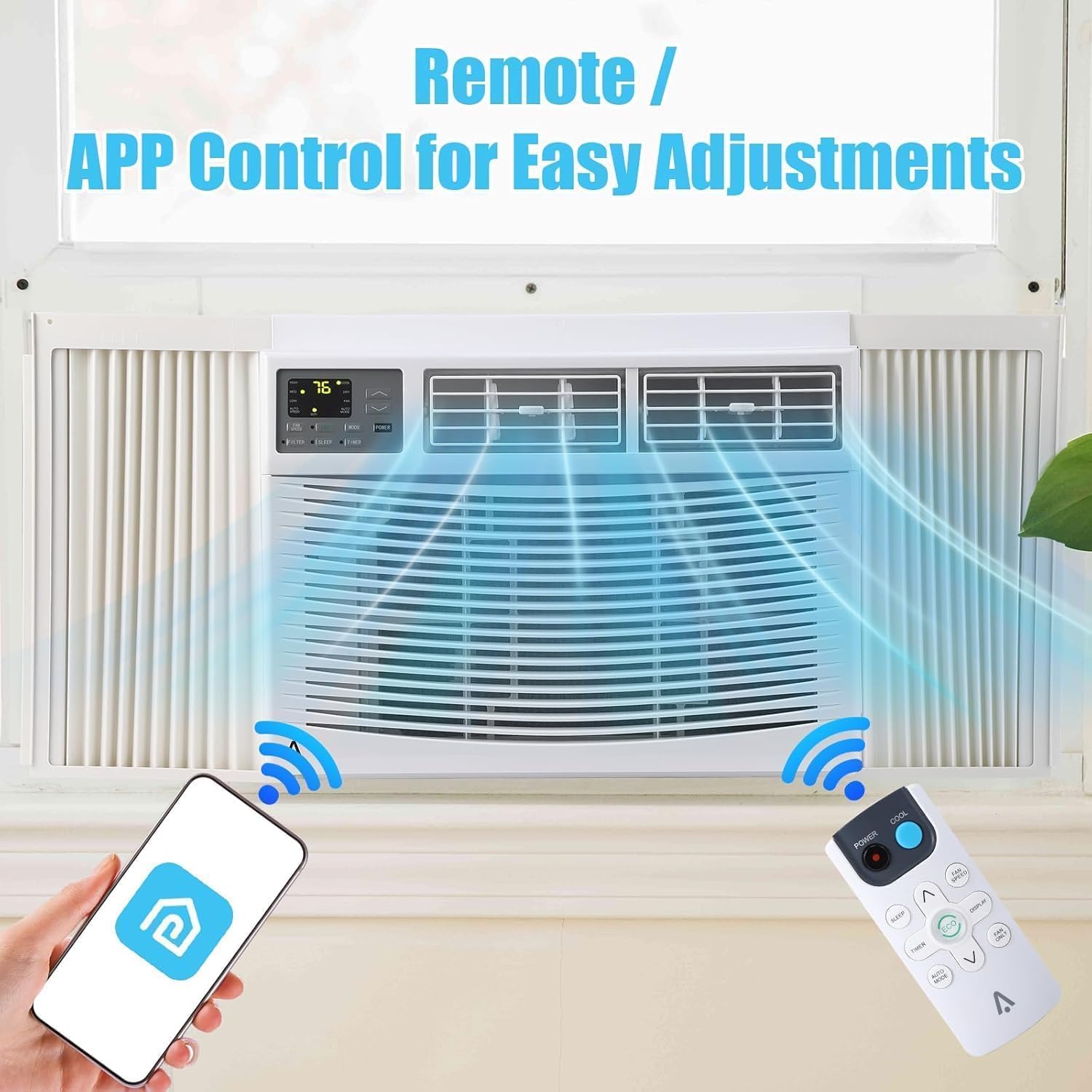 Window Air Conditioner - 12,000 BTU For Medium Rooms Up To 550 Sq Ft.,3-In-1 Fan & Dehumidifier Window AC Unit,Supports Remote Control Via Mobile Phone or Remote Control,White
