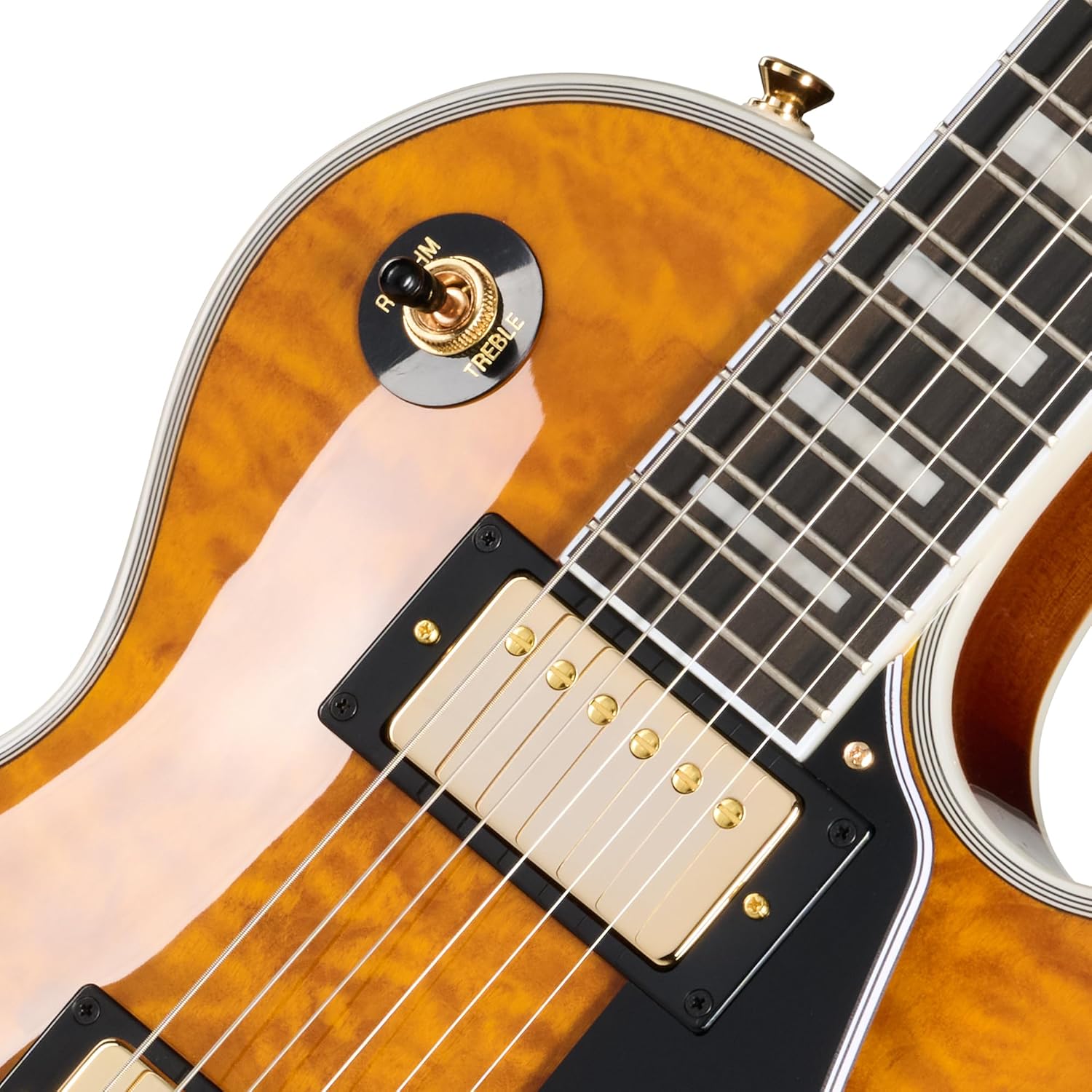 Epiphone EXCLUSIVE Les Paul Custom Quilt AAA, Trans Amber with Bag