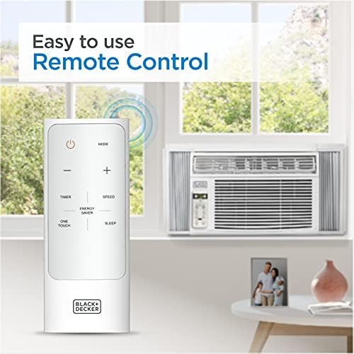 BLACK+DECKER Window Air Conditioner 8000 BTU, AC Window Unit Cools Up to 350 Square Feet, Window AC Unit with Remote Control, 3 Cooling Speeds and Fan Only Function, BD08WT6, White