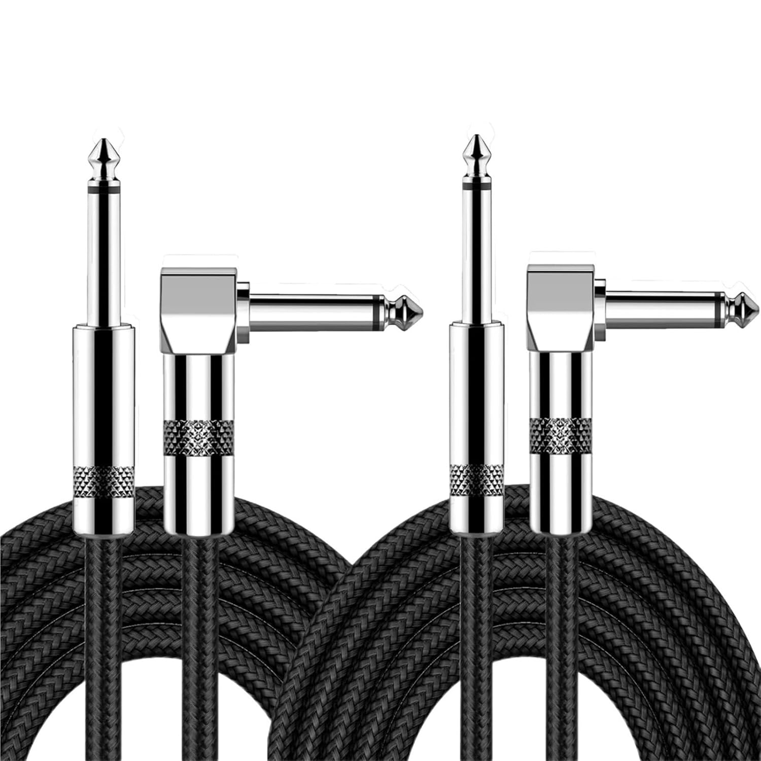 1/4 Inch Right Angled to Straight Guitar Cable TS 6.35mm Male Instrument Mono 6.5mm Cord for Electric Guitar Mandolin Pro Audio(6.5 TS,2m)