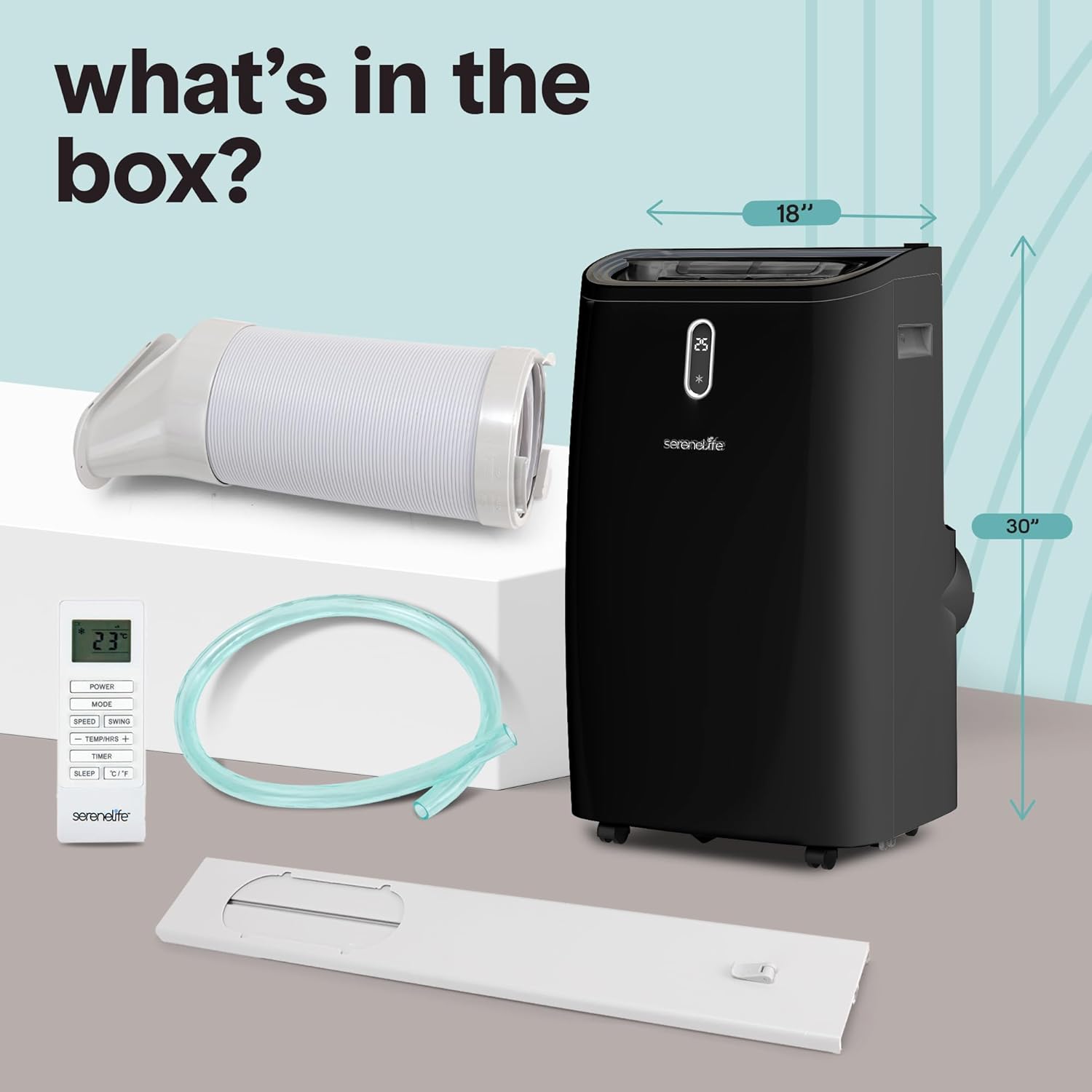 SereneLife Portable Air Conditioner, 12000 BTU Capacity (ASHRAE) Compact Home A/C Cooling Unit with Dehumidifier and Fan Modes, 380 Sq. Ft. Coverage, Includes Window Mount Kit (Black)