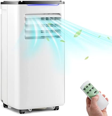 HOMGX 10000 BTU Portable Air Conditioner, 3-in-1 AC Unit with Dry Mode & Quiet Sleep, Remote Control & 24H Timer, Freestanding Cool Fan Dehumidifier for Home Office up to 350 Sq.Ft. (10000BTU)