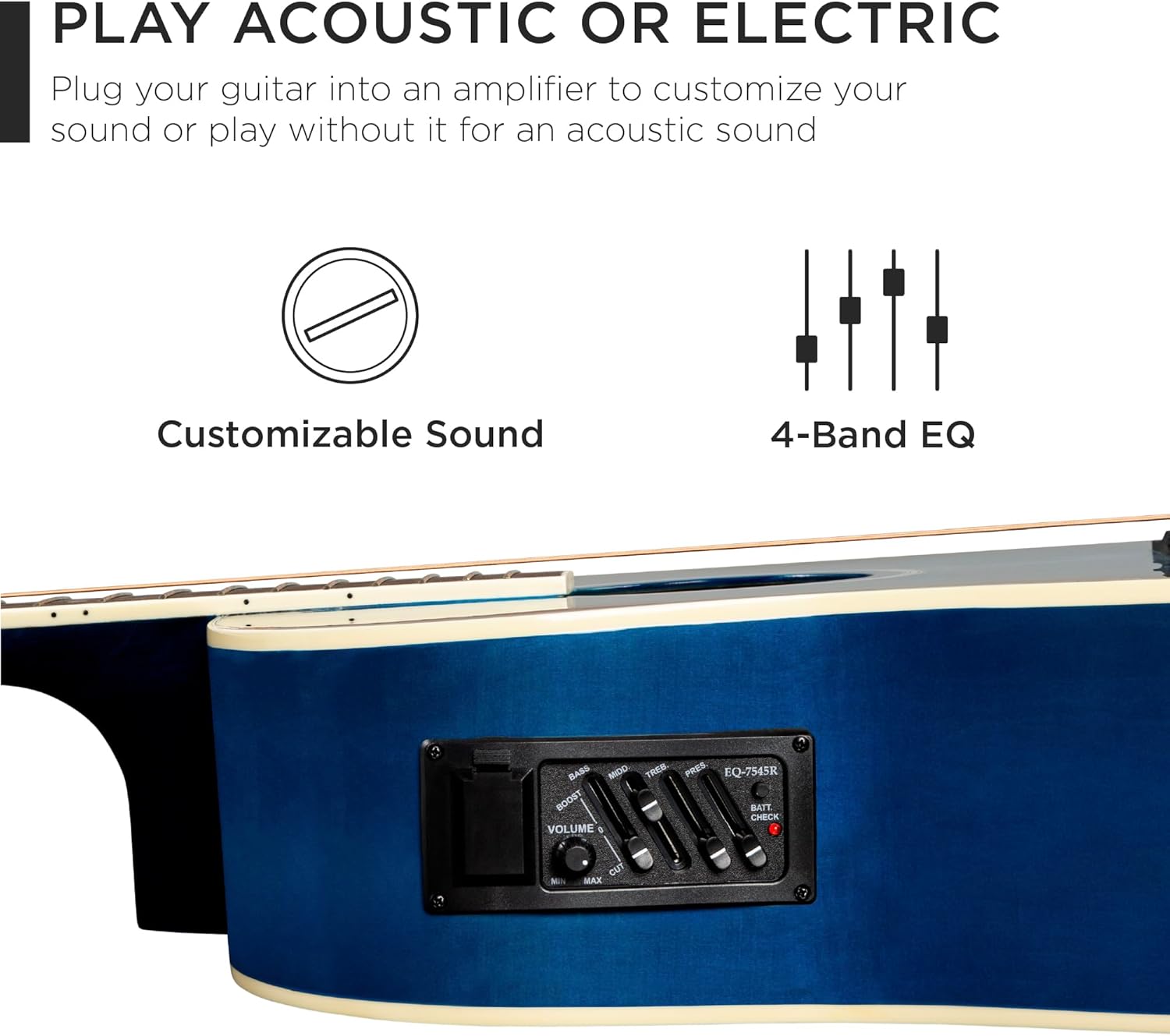 Best Choice Products Beginner Acoustic Electric Guitar Starter Set 41in w/All Wood Cutaway Design, Carrying Case, Strap, Picks, Cable - Blue