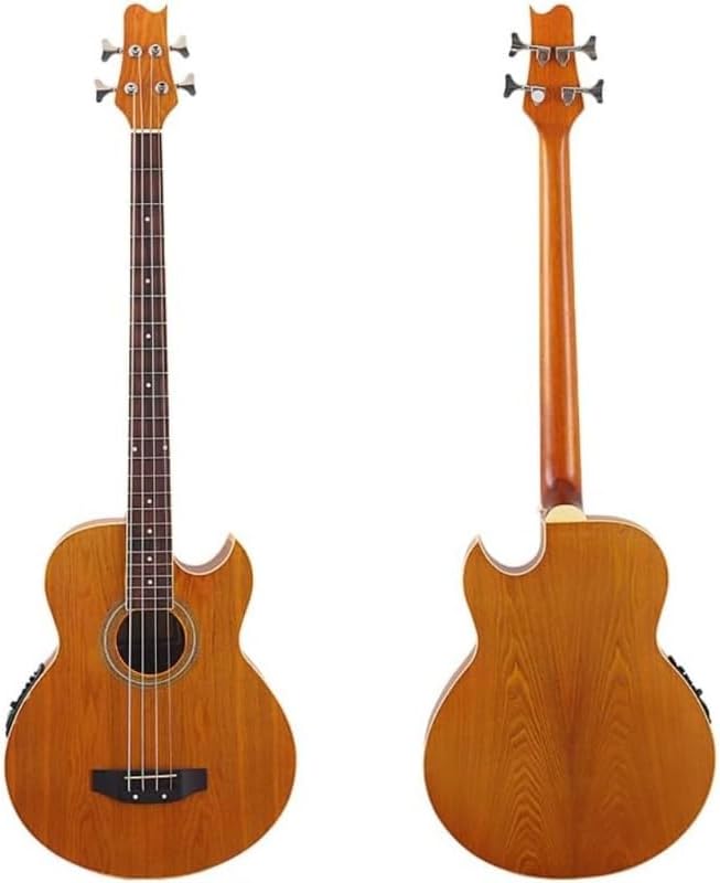 Acoustic Electric Bass Guitar 43 Inch Cutaway Body with Built In EQ, 4 String Folk Bass Design with Carry Bag for Live Performance, Studio Recording and Acoustic Electric Playing Use