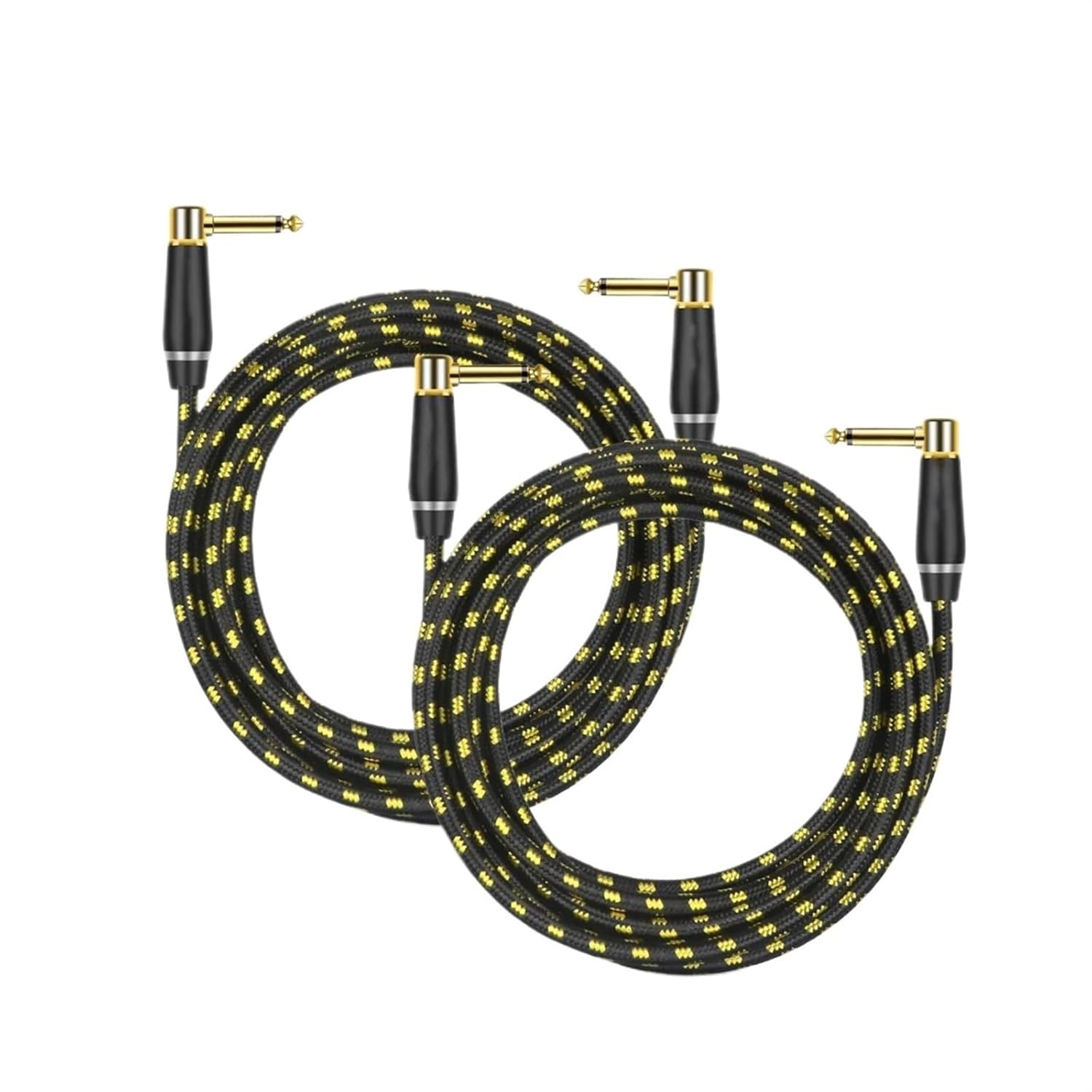 Guitar Audio Cable Guitar Cable 6.35mm Male to Male Right Angle to Right Angle 1/4 Inch Instrument Cable Guitar Amp Cord(Pack of 2,300Cm)