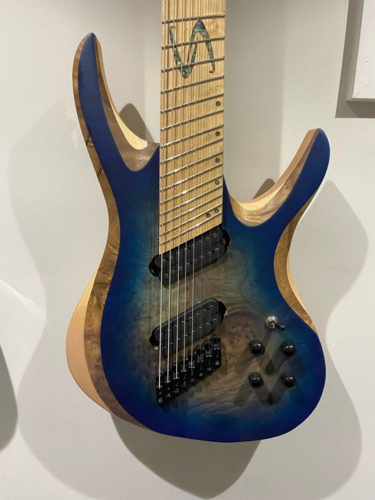 Hand Made Fanned Fret 8 Strings Guitar ASH Body, Alnico V Pickups, 24 Frets for Beginner, Intermediate and pro Players