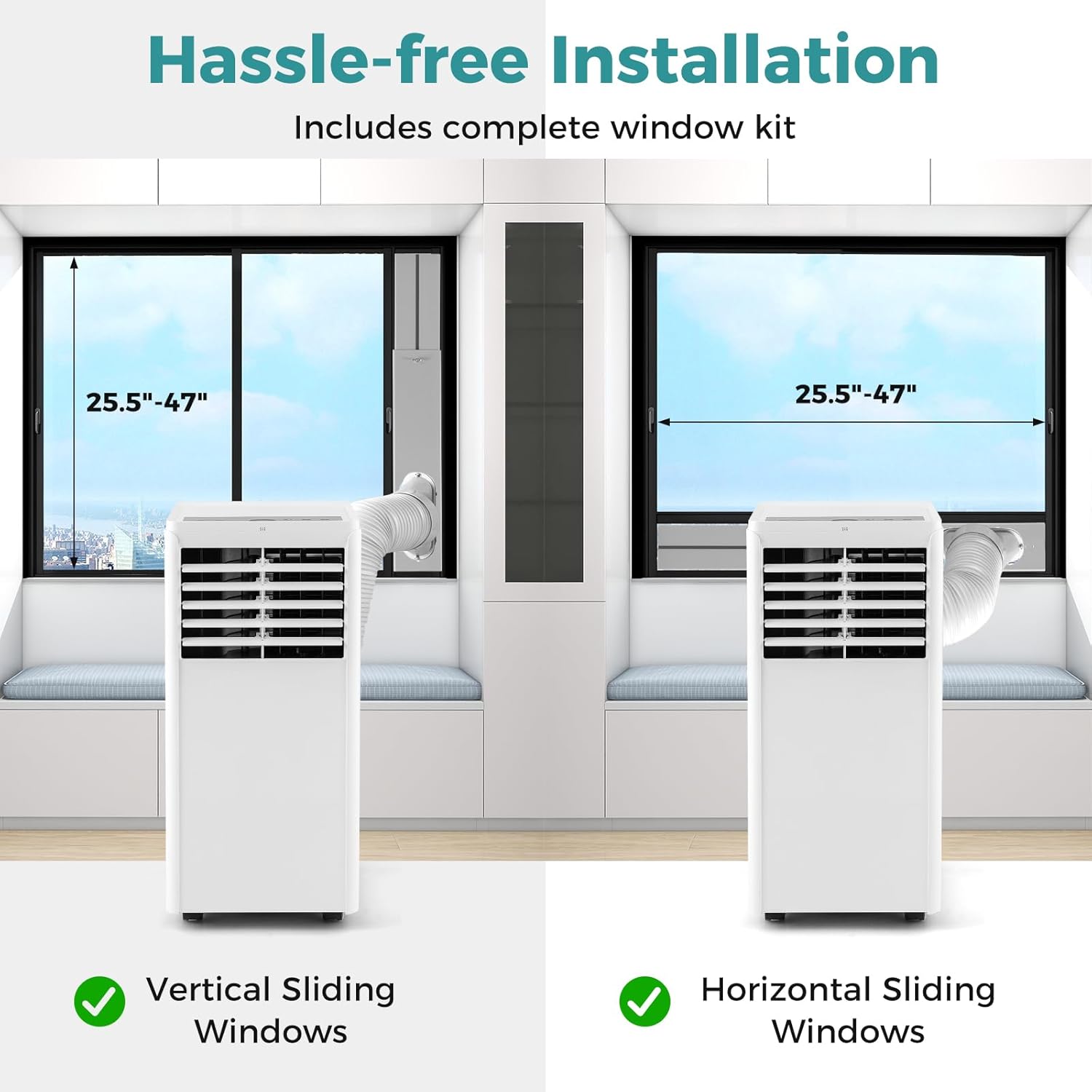 8000 BTU Portable Air Conditioner -SIMOE Portable AC Unit with Fan, cooling, Dehumidifier & Sleep Modes, cools up to 250 Sq.Ft, Air Conditioner Portable with 24H Timer & Remote Control