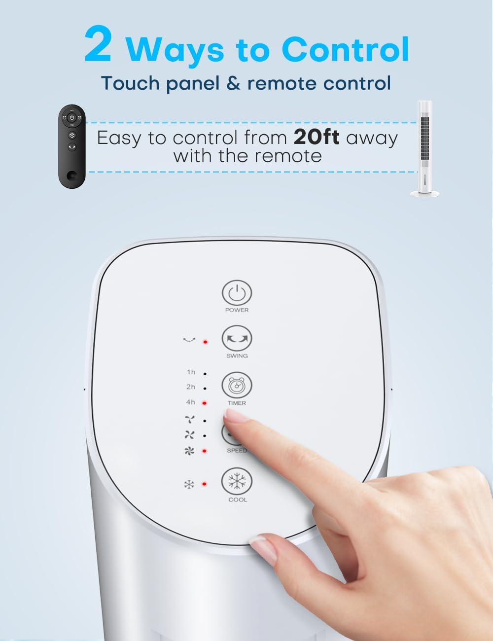 BALKO Windowless Swamp Cooler, 3 Ice Pack, 70° Oscillation, Ductless Air Conditioner, w/ 0.8 Gal Detachable Water Tank, 7H Timer & Remote, White