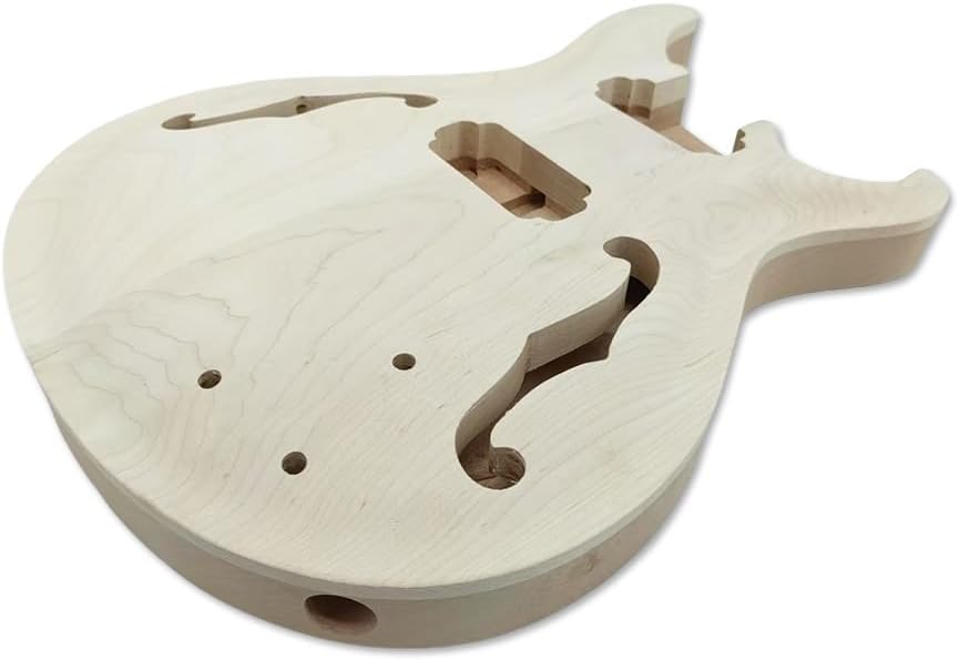 Mahogany Maple Cap Curved Top Semi Hollow Guitar Body Set In Pocket DIY Replacement