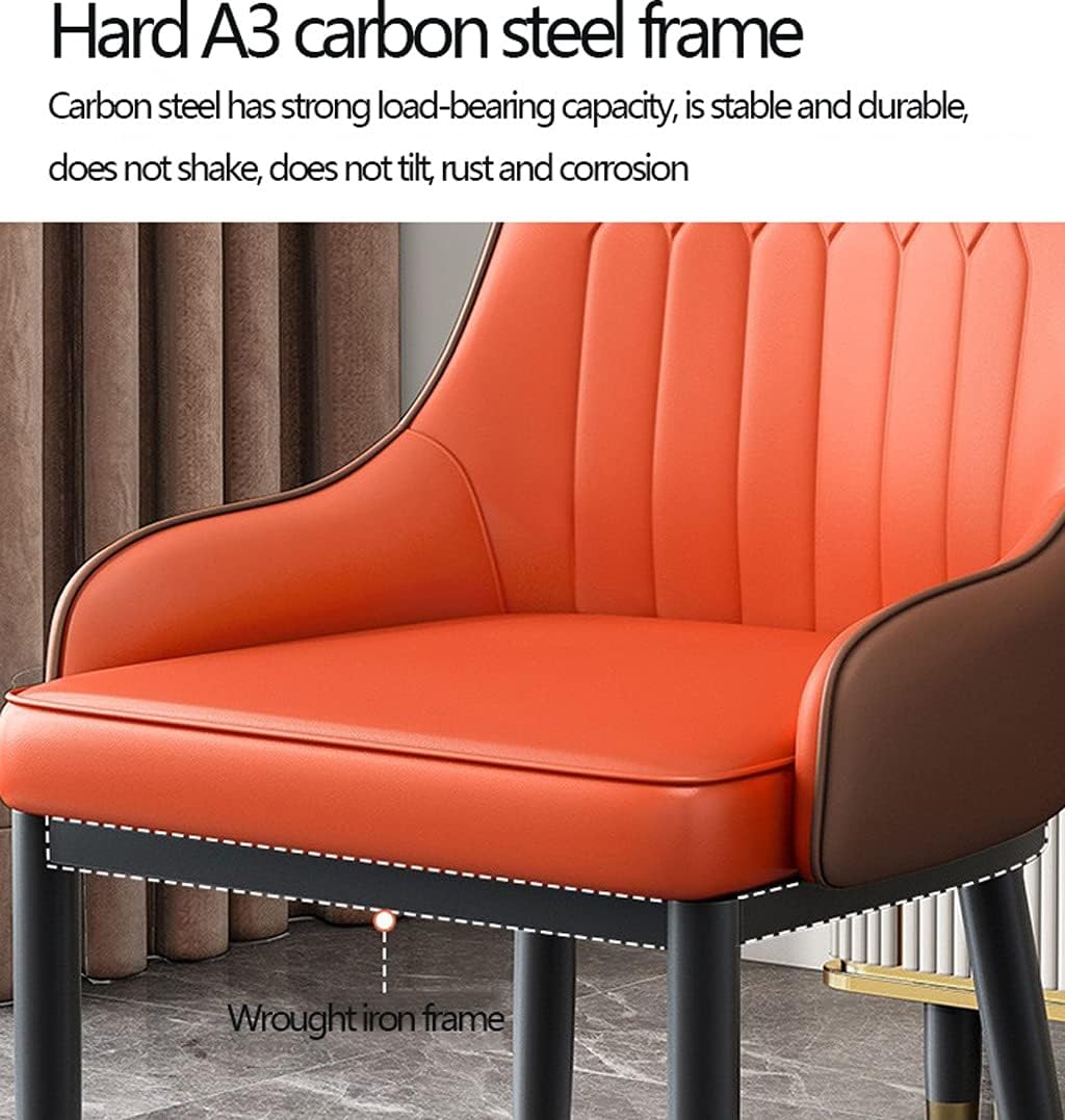 Kitchen Dining Room Furniture Chairs Modern PU Leather High Back Padded Soft Seat Dining Chairs with Backrest Black Metal Legs for Office Lounge Dining Kitchen Bedroom (Color : Beige+Brown)