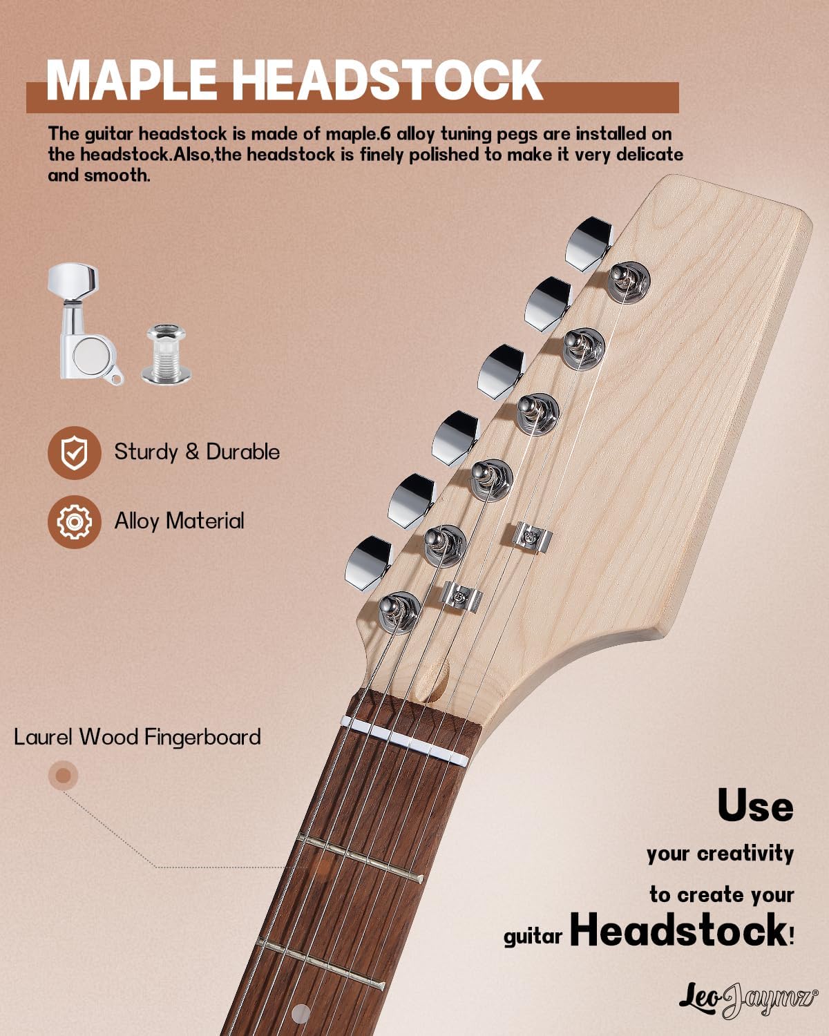 Leo Jaymz DIY ST Style Electric Guitar Kits with Paulownia Body and Maple Neck - Laurel Wood Fingerboard,Strip and All Components Included (ST Paulownia)
