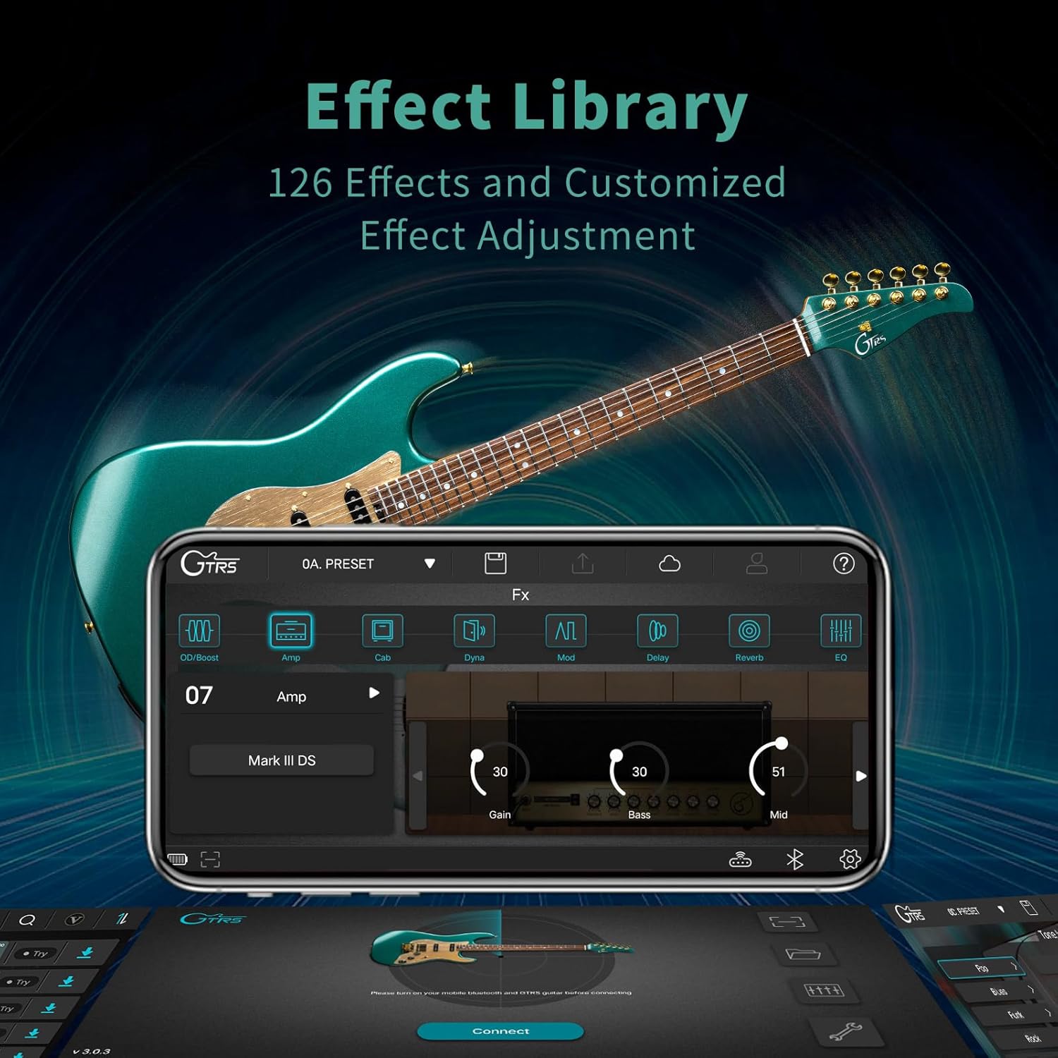 GTRS S900 Smart Electric Guitar With Effects And G-LB Replaceable Recharegeable Battery