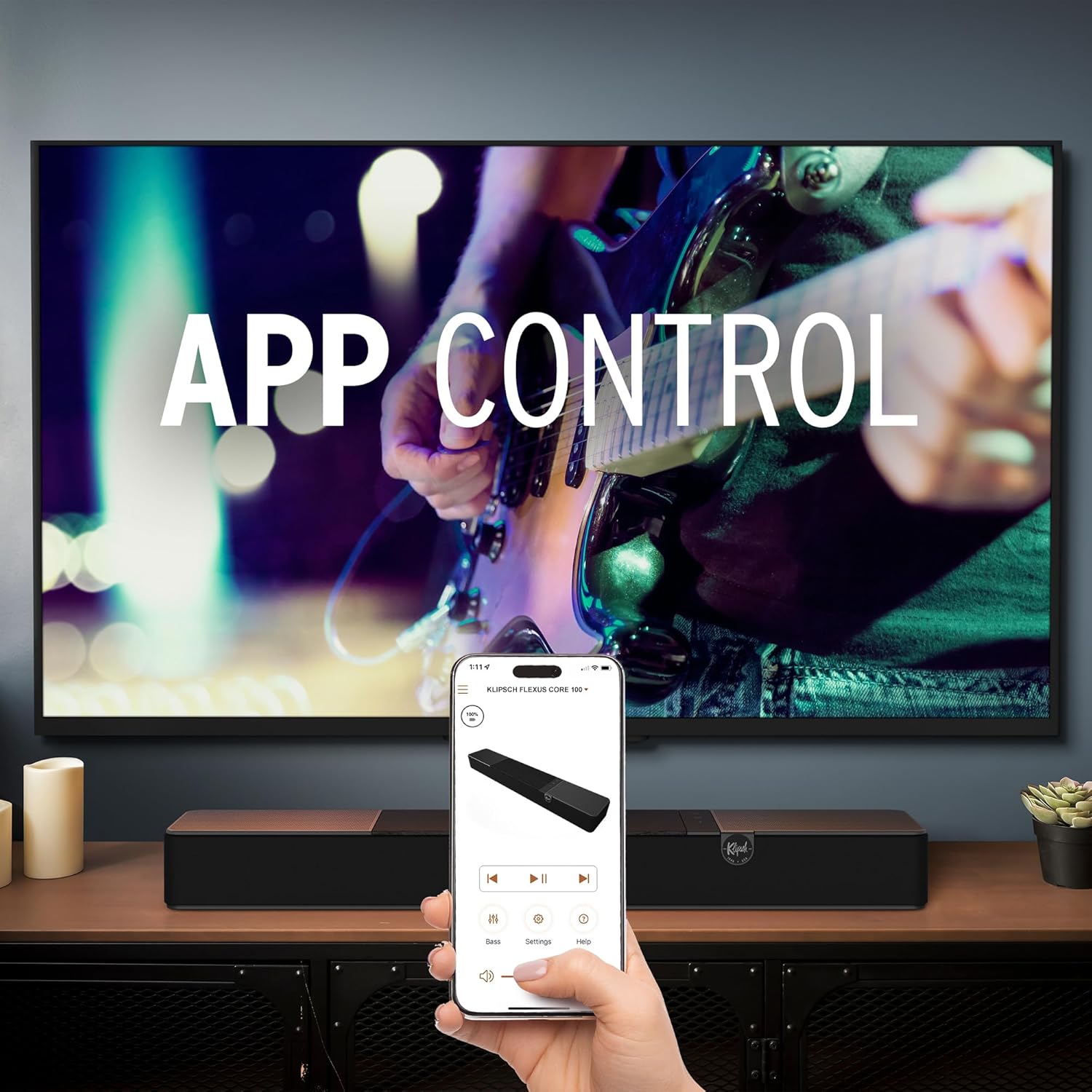 Klipsch Flexus CORE 200 3.1.2 Channel Powered by Onkyo Bluetooth Sound Bar with Dolby Atmos and Custom Tuned Bass - Black