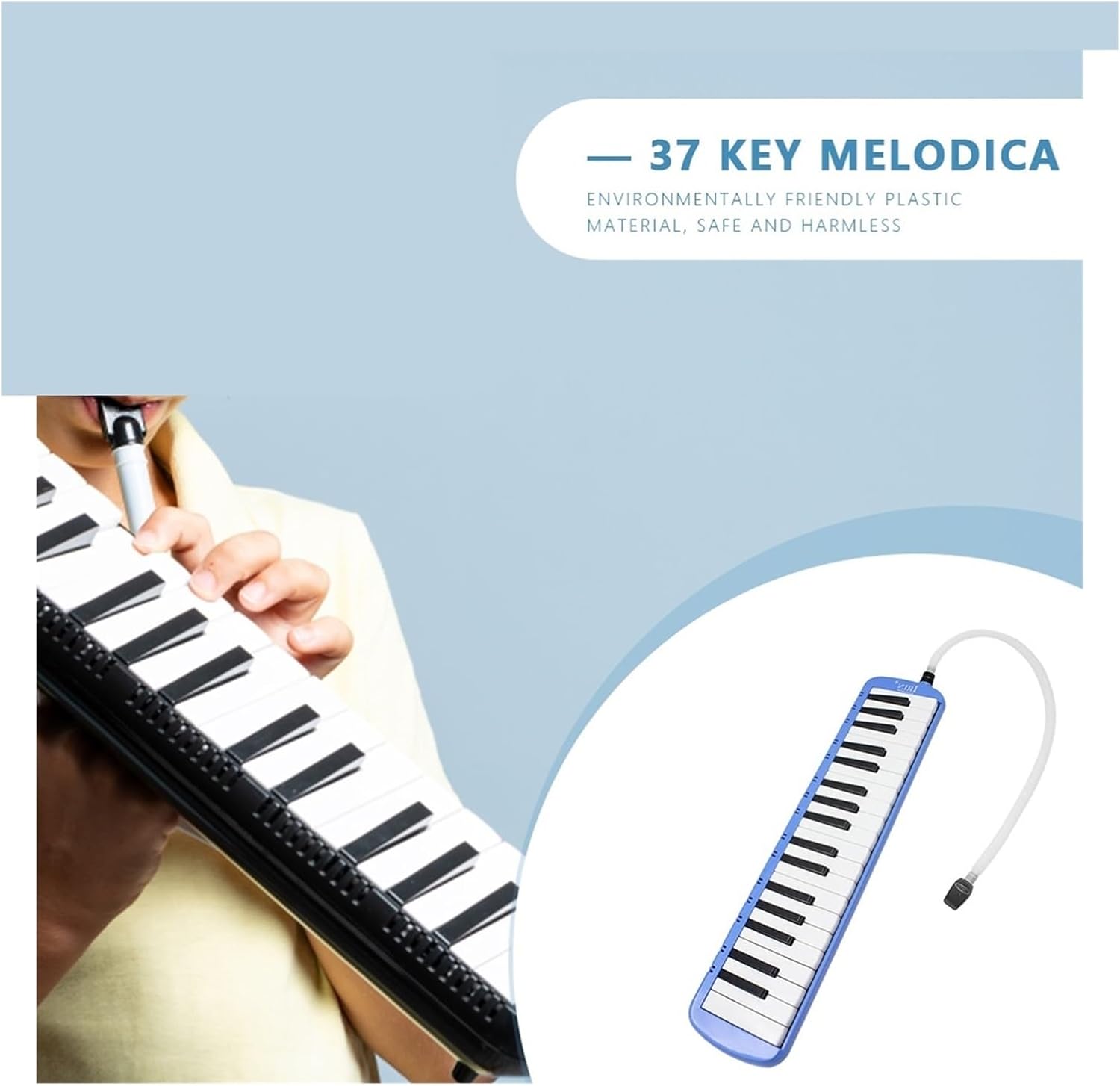 Melodica 37 Keys Mouth Melodica Keyboard Easy To Play Piano Keyboard ABS Silver Plated Base for Adults Students and Kids