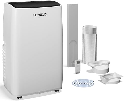 Heynemo 14,000 BTU 3-in-1 Portable Air Conditioner with Heat, Dehumidifier & Fan, Smart WiFi Control, Quiet AC for Bedroom, Office, Living Room, Easy Install, White