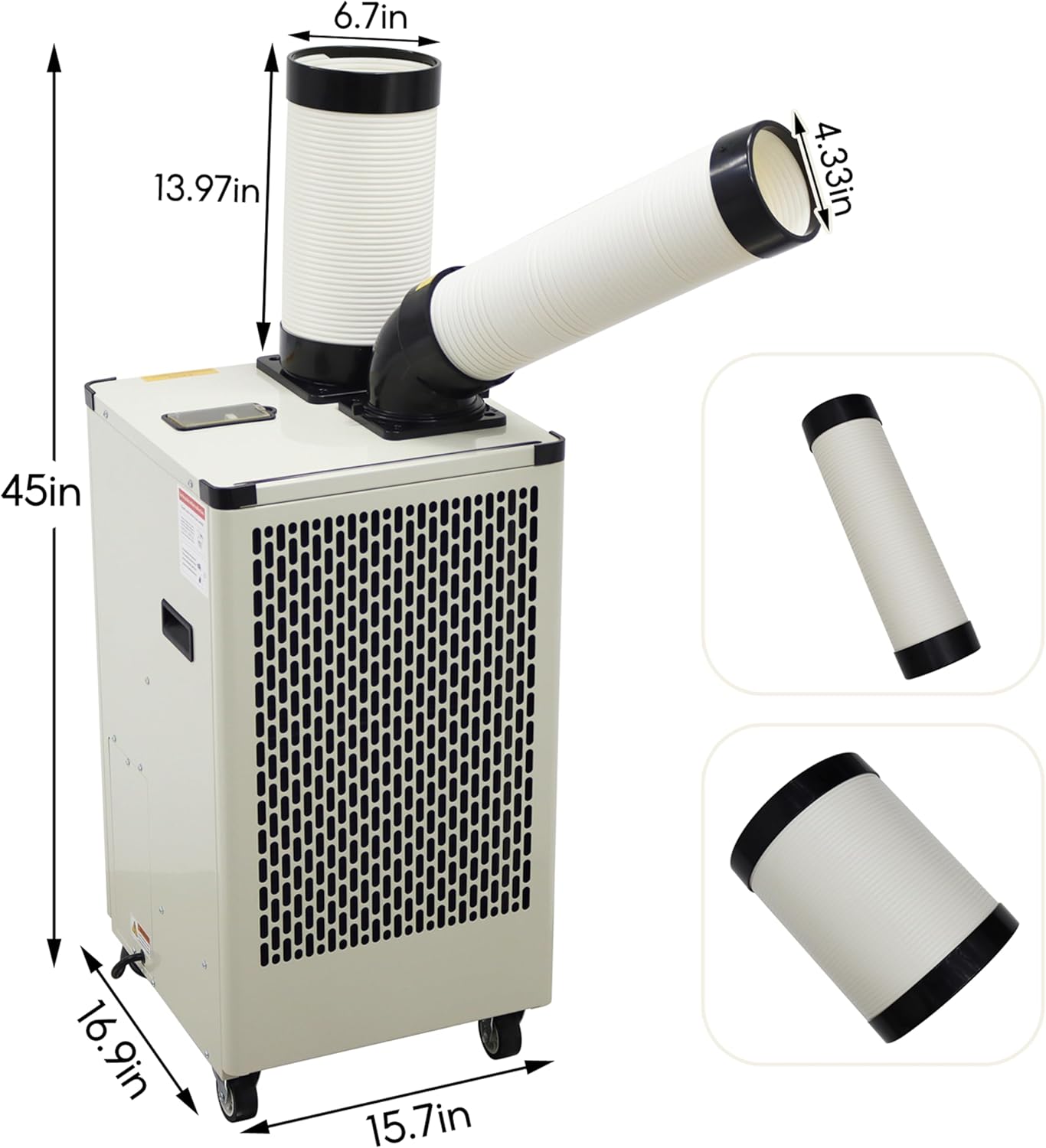 TECHTONGDA Industrial Spot Cooler Air Conditioner Commercial Mobile Outdoor Cooling Machine Aircon Single Outlets 350-450m³/h Black
