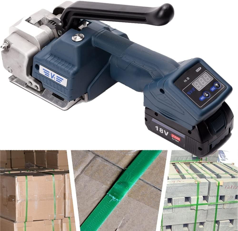 V1 Portable Electric Strapping Machine 13-16mm PP PET Strap Packing Machine Wrapping Tools for Carton Banding Tools with Efficiency(18V With 2 Battery)
