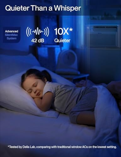 DELLA 10000 BTU Smart Inverter Window Air Conditioner Ultra Quiet AC Unit Cools up to 440 Sq.Ft, Works with Alexa, GEO Location, Energy Star Certified, Remote/Wi-Fi Enabled Control, Easy Install Kit