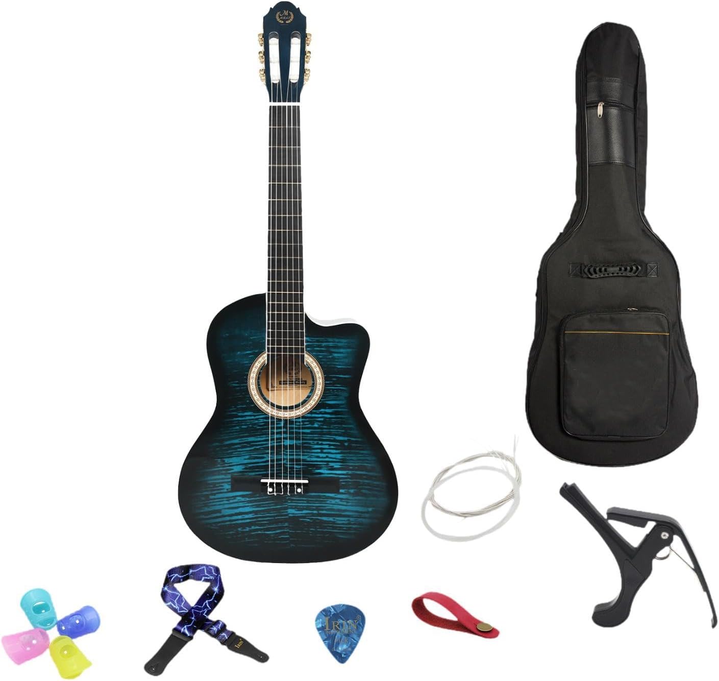 Acoustic Guitar Folk Guitar Musical Instrument Lightweight Adult Performance Grade Notched Guitar for Adult Kids Performances Blue(Blue)