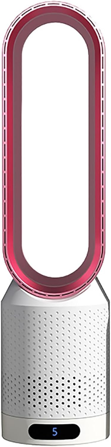 Floor Fans for Bedroom, Standing Bladeless Fan with Remote, Tower Fan Air Circulator with Remote, Low Noise Bladeless Fan for Home, Bedroom, Office; 8-Speeds, Wide-Angle Swing, Can Be Timed(Pink)