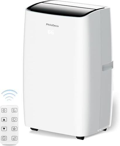 PhiloDeco Portable Air Conditioner 12000 BTU, 24H Timer, Floor Standing Air Conditioning AC Unit with Remote Control and Installation Kit, 5-In-1 Function