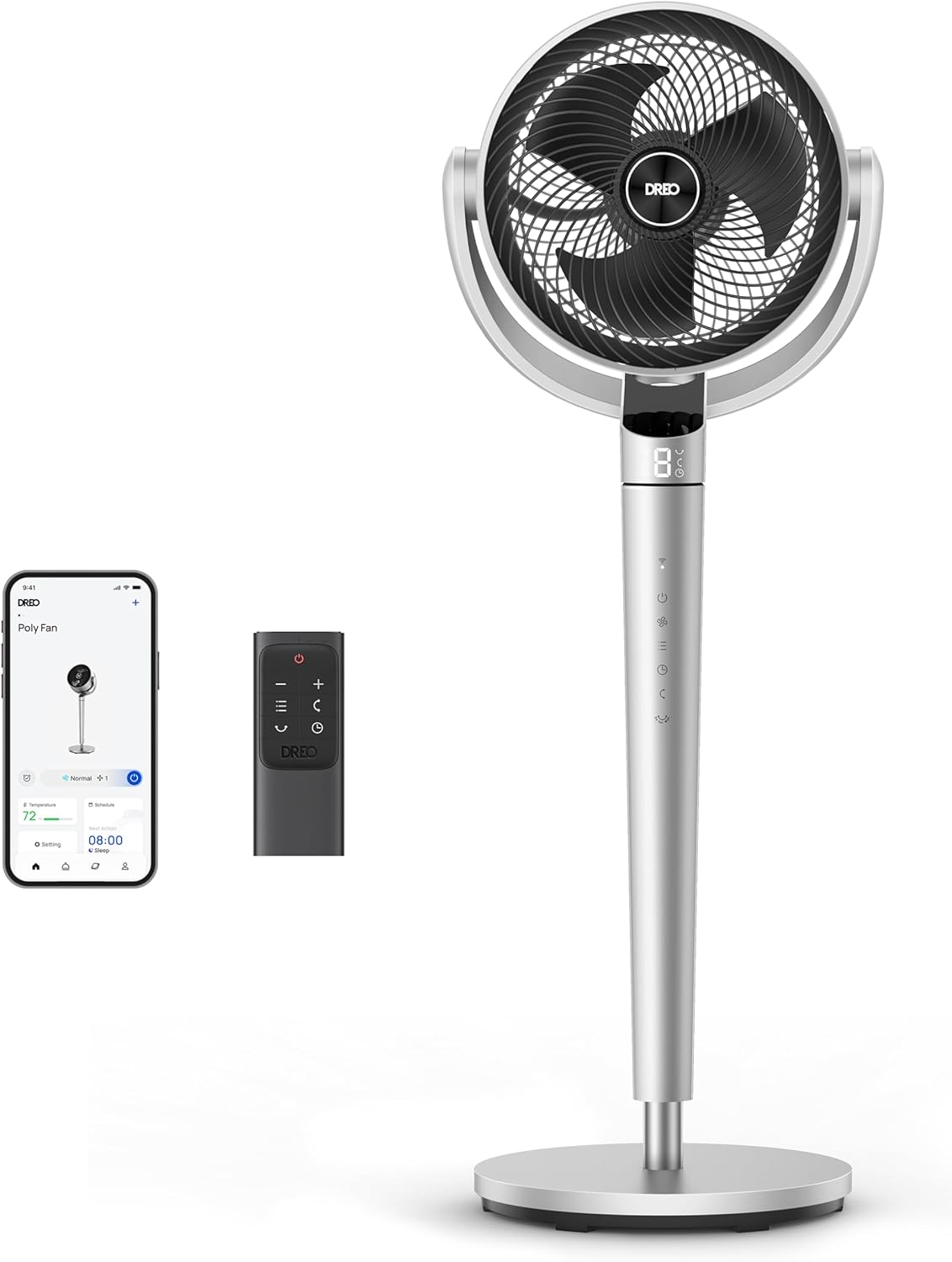 Dreo Oscillating Fan for Bedroom,150°+120° Omni-Directional Quiet Floor Fans with Smart Control, 110ft Pedestal Fan with DC Motor, 9 Speeds, 6 Modes, 43'' Inches, 12H Timer, Wi-Fi/Voice/Alexa