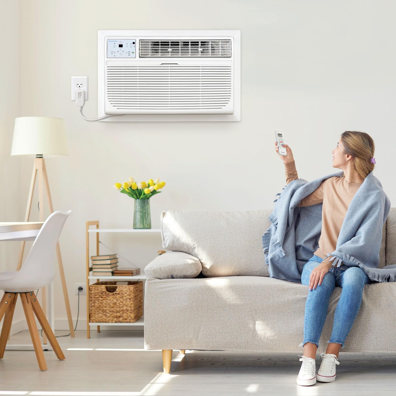 Keystone 12,000 BTU Wall Mounted AC Unit and Dehumidifier, 230V, Wall Unit for Bedroom, Bathroom, Nursery, and Medium Sized Rooms up to 550 Sq.Ft., AC Wall Unit with Remote, Quiet, High Efficiency AC