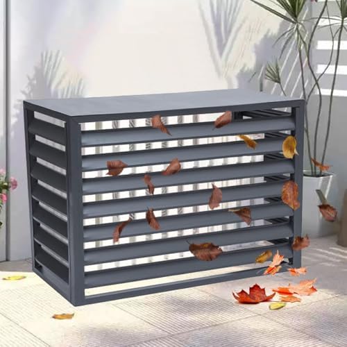 Air Conditioner Fence Air Conditioner Covers for Outside Units, All Weather Anti Theft AC Aluminum Condenser Protective Cover(Gray,100cm)