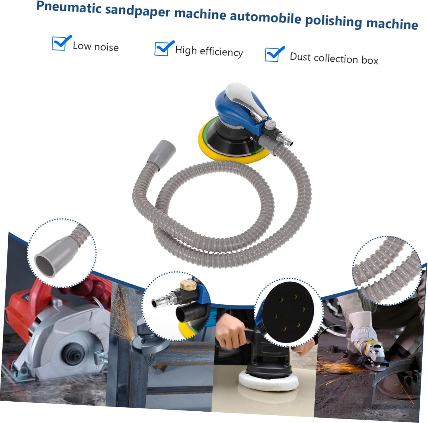 Homoyoyo 2 Sets Pneumatic Grinding Machine Compact Waxing Tool for Polishing Sanding and Grinding Handheld Air Polisher with Dust Collection for DIY and Automotive Use