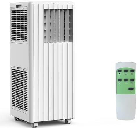 8000 BTU Portable Air Conditioner, 3-In-1 AC Unit with Cooling, Fan, Dehumidifier, Remote Control, Quiet Operation, Sleep Mode, for Small Rooms, Apartments, Window Kit Installation, White