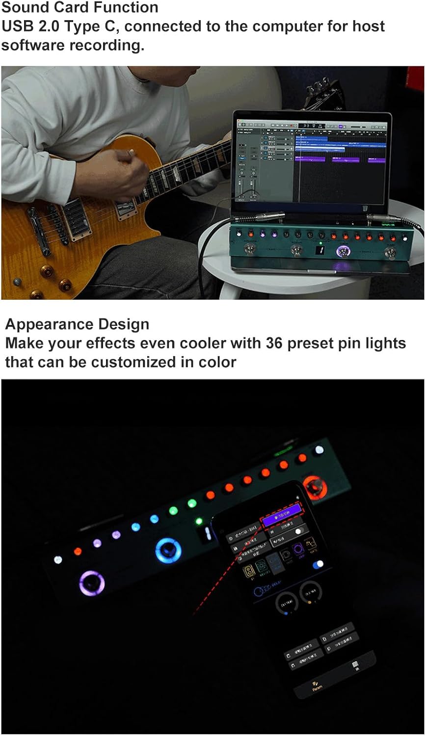 Multi Effects Guitar Pedal, 36 Editable Presets Reverb Delay MOD AMP, Digital Guitar Effects Pedal for Electric Guitar, Studio Recording, Live Performances, Music Production, and Practice