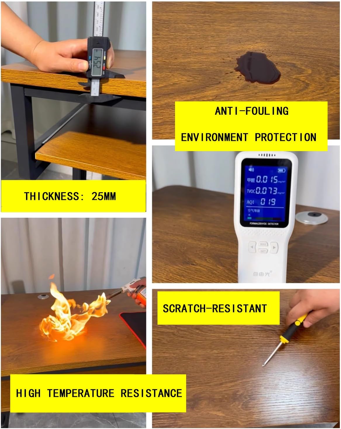 Music Production Studio Desk, Multi-Tier Computer Workstation with MIDI Keyboard Shelf, Wood and Black Metal Frame (Brown)