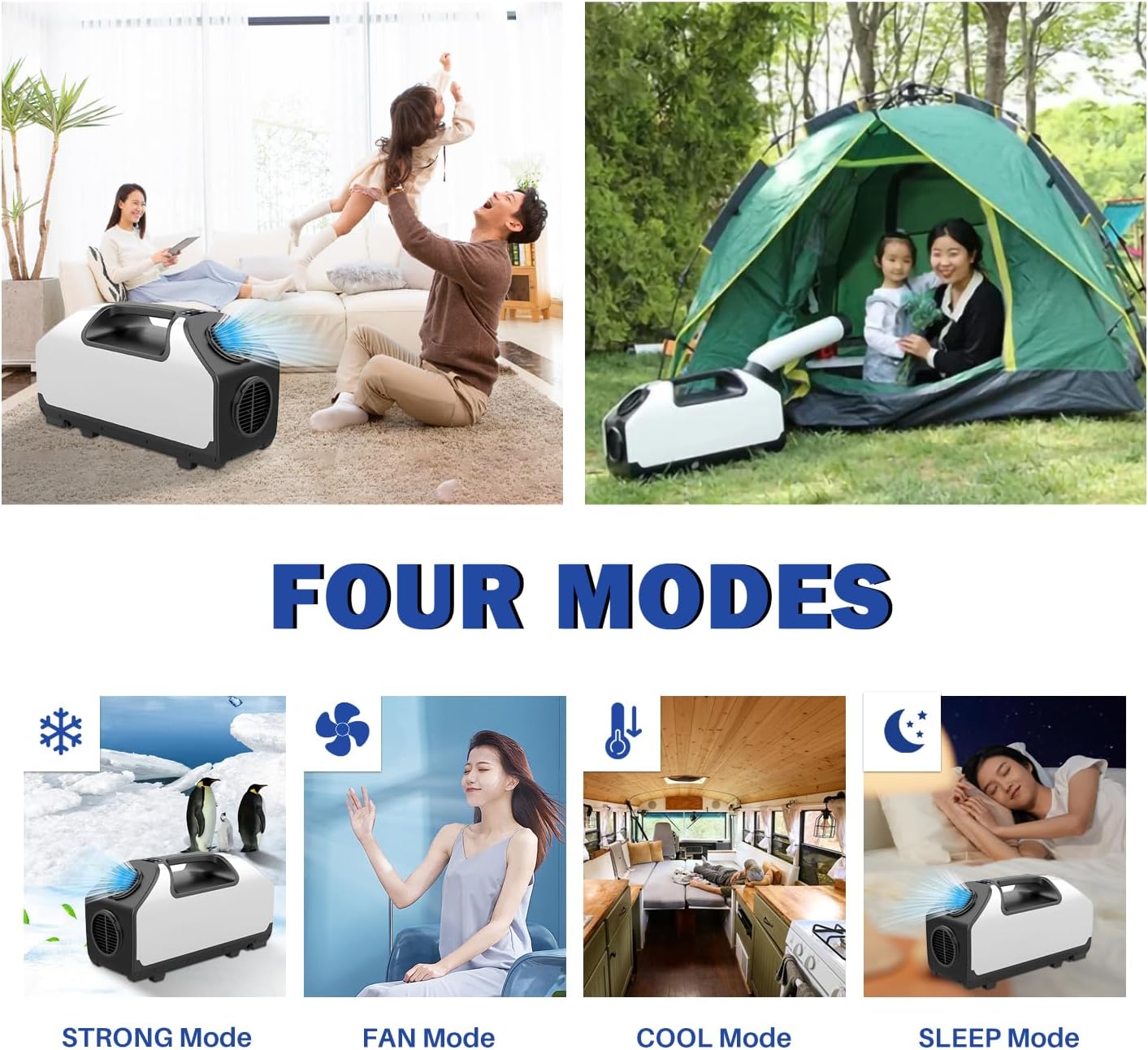 DC 24v Tent Air Conditioner 3000BTU Portable Air conditioner Cooling AC Unit for Outdoor Camping Tent Van RV Camper Motorhome Truck Trailer SUV Car New energy